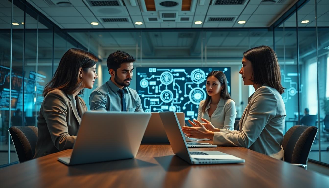 AI software company team and business technology strategy